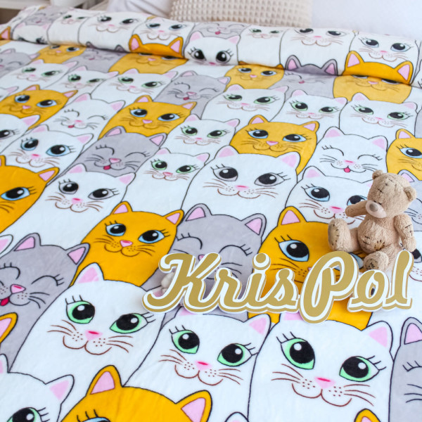 Двоспальний флісовий плед ™Кіт Муркіт, 1150-2 Сонячні коти