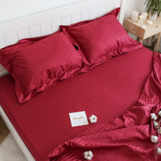 Євро постільна білизна ™Кіт Муркіт, страйп-сатин King Size 571840-3 Бордо