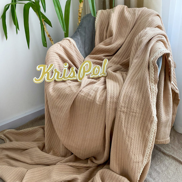 Плед-покривало 240*240 см косичка з мереживом ™Кіт Муркіт, 1344 Бохо