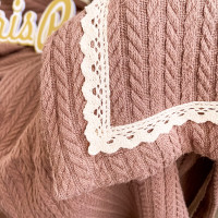 Плед-покривало 240*240 см косичка з мереживом ™Кіт Муркіт, 1311 Мокко