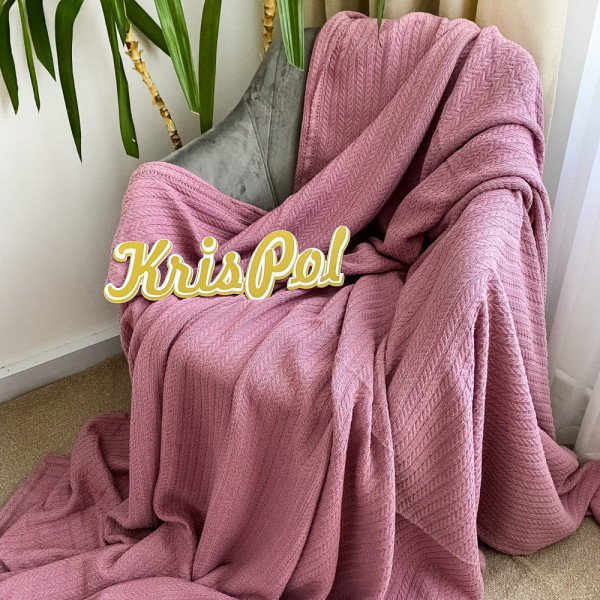 Плед-покривало 180*240 см косичка з мереживом ™Кіт Муркіт, 1316 Бузкове