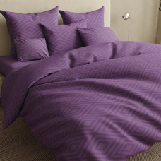 Двоспальна постільна білизна ™Кіт Муркіт, бязь на резинці 14138-2 Ромб ліловий