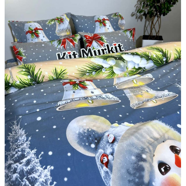 Півтораспальна постільна білизна ™Кіт Муркіт бязь Арктичні дзвоники