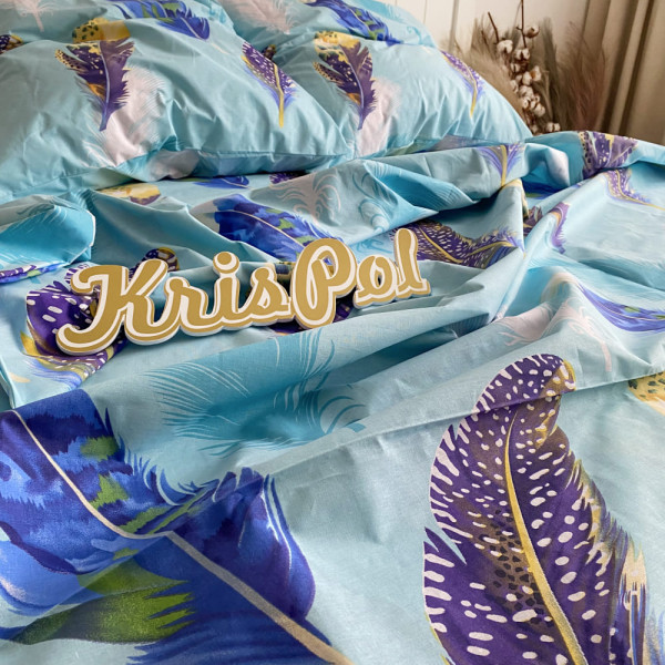 Євро постільна білизна ™Кіт Муркіт, бязь 513065-3 Кольорові пір'їни