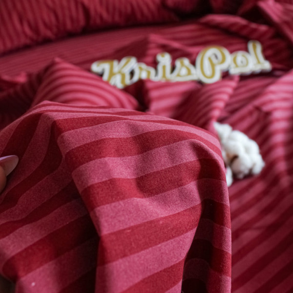 Півтораспальна постільна білизна ™Кіт Муркіт, бязь 5110064-1 Смужка бордо